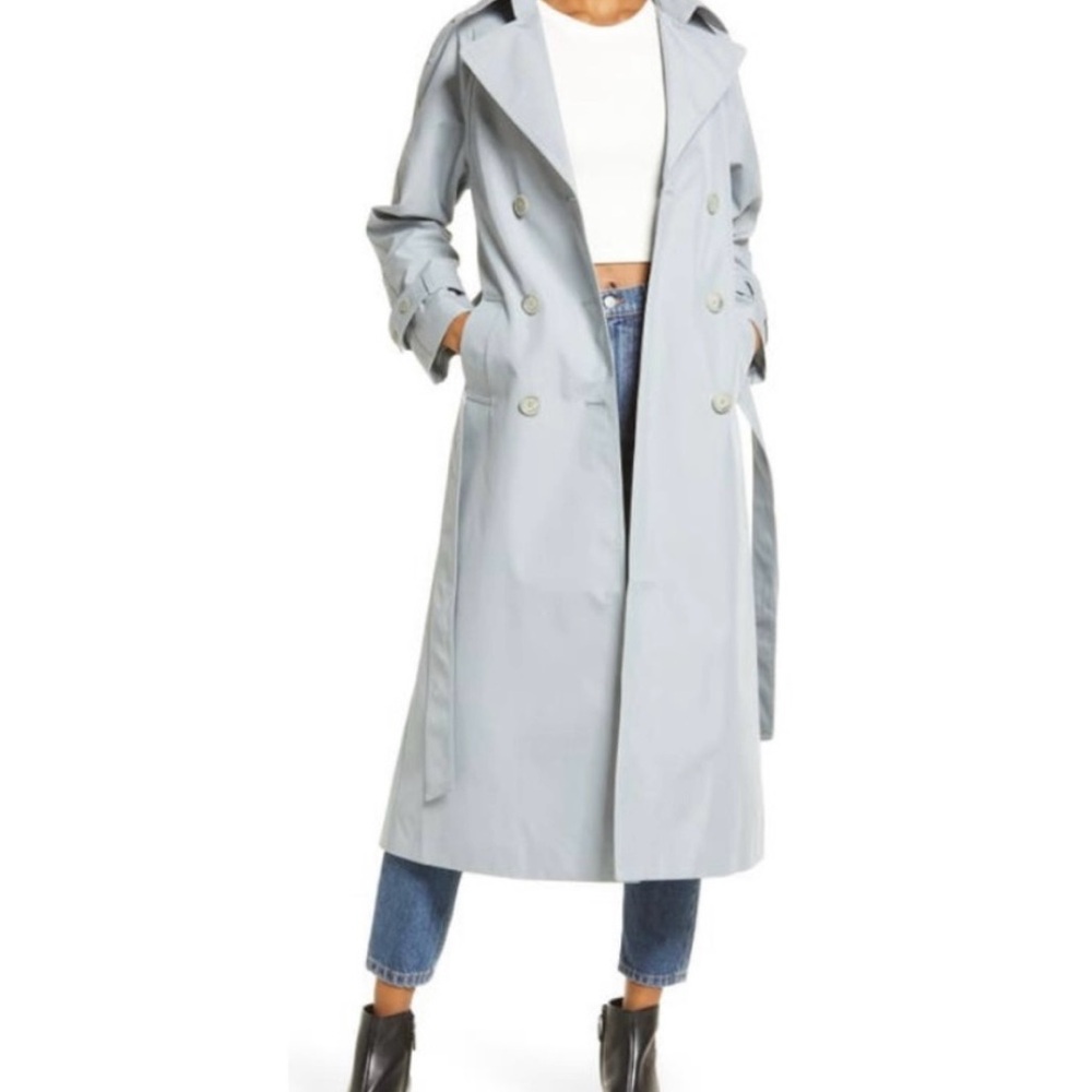 Women's Reformation Light Blue Holland Trench Coat